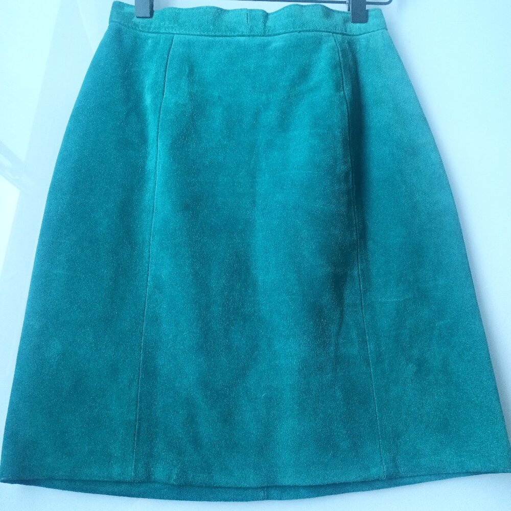 Vintage Teal Leather Mini Skirt